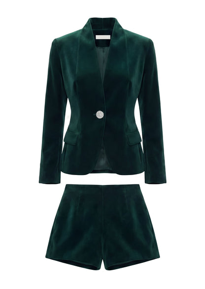 Deep V Neck Velvet Suit