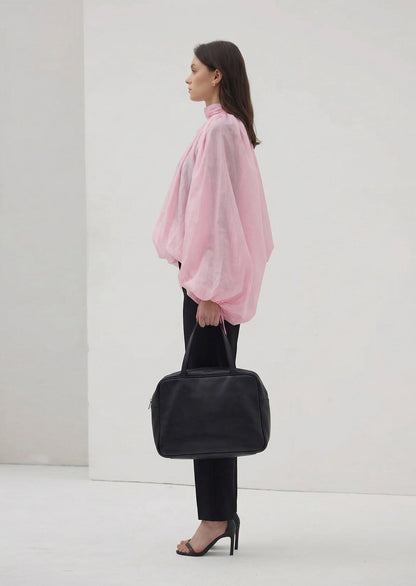 Hexila Balloon Sleeve Volume Blouse In Pink
