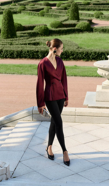 Jacket With Voluminous Sleeves And Waist Pleats