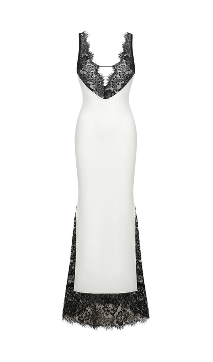 Lace Deep V Maxi Dress