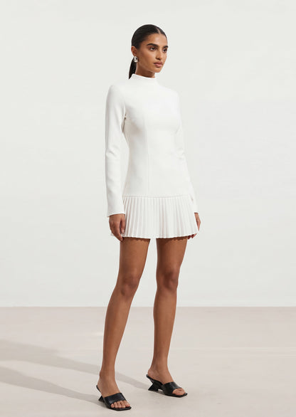 Mercy Pleated Hem Mock Neck Mini Dress
