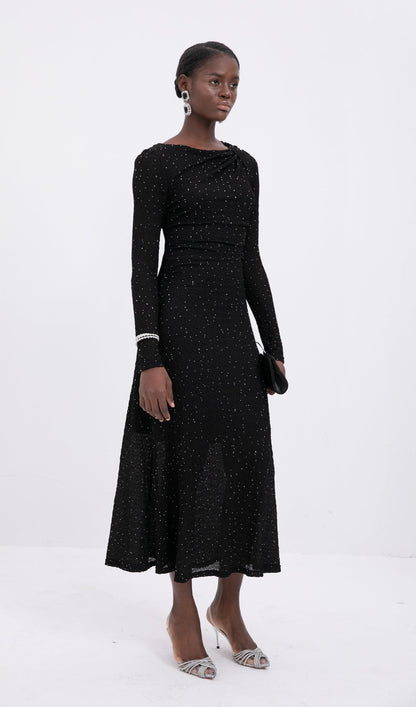 Knit Twist-Front Midi Dress
