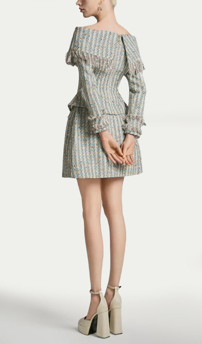 Tweed Top &  A-line Tweed Mini Skirt Set