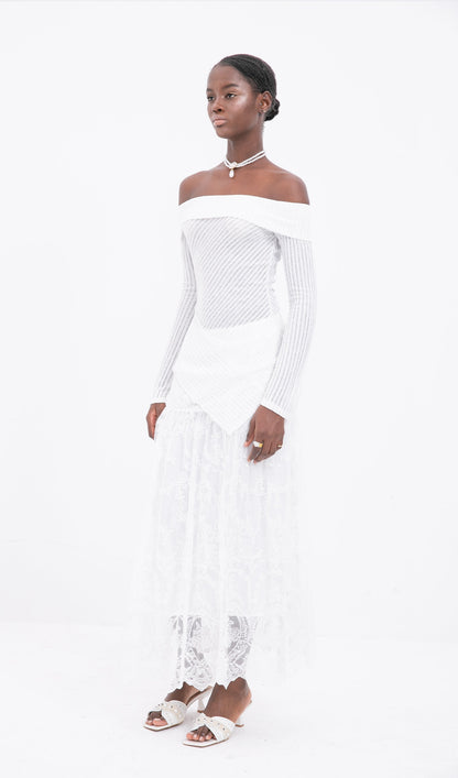 Lace Flared Maxi Skirts