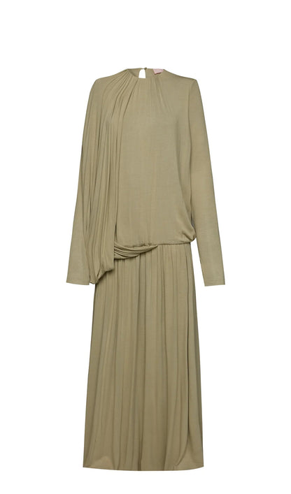 Layali Rose Wide-Sleeved Green Knit Dress