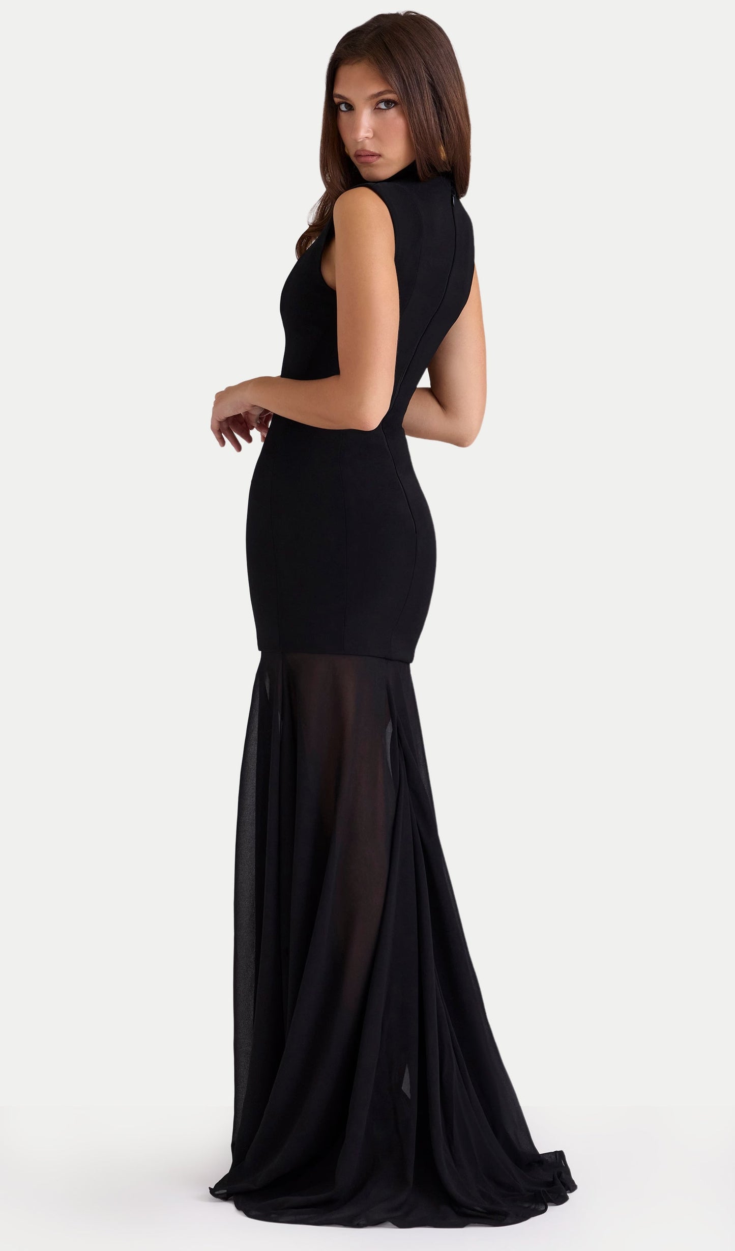 Sleeveless Keyhole Draping Maxi Dress