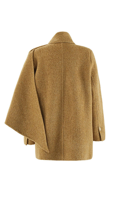 Faux Leather Wool Coat