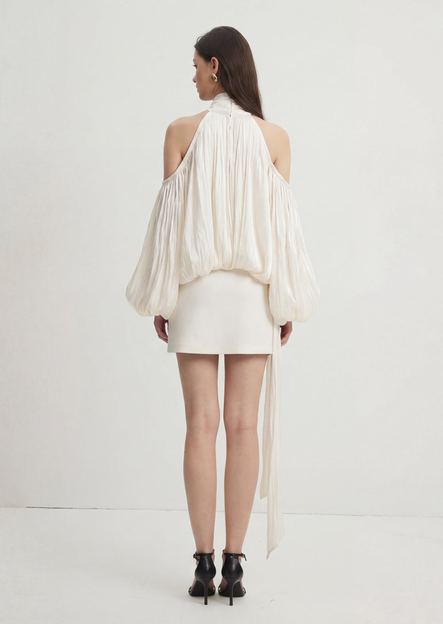 Puff Sleeves Pleated Shirt & Skirt Set