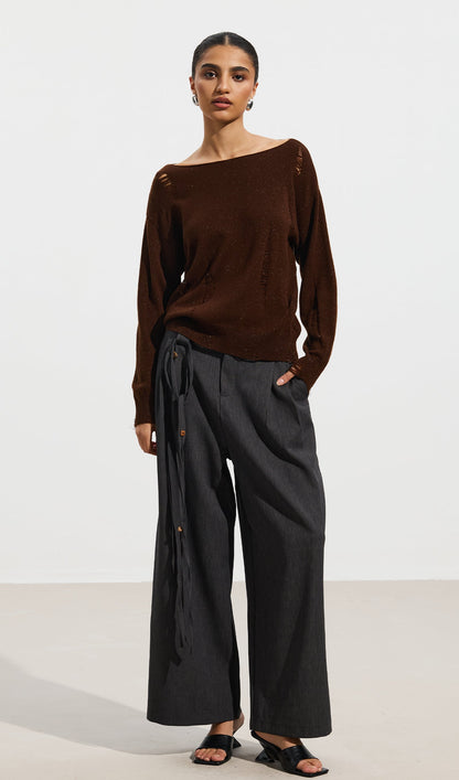 Ripped Detail Sequin Sweater