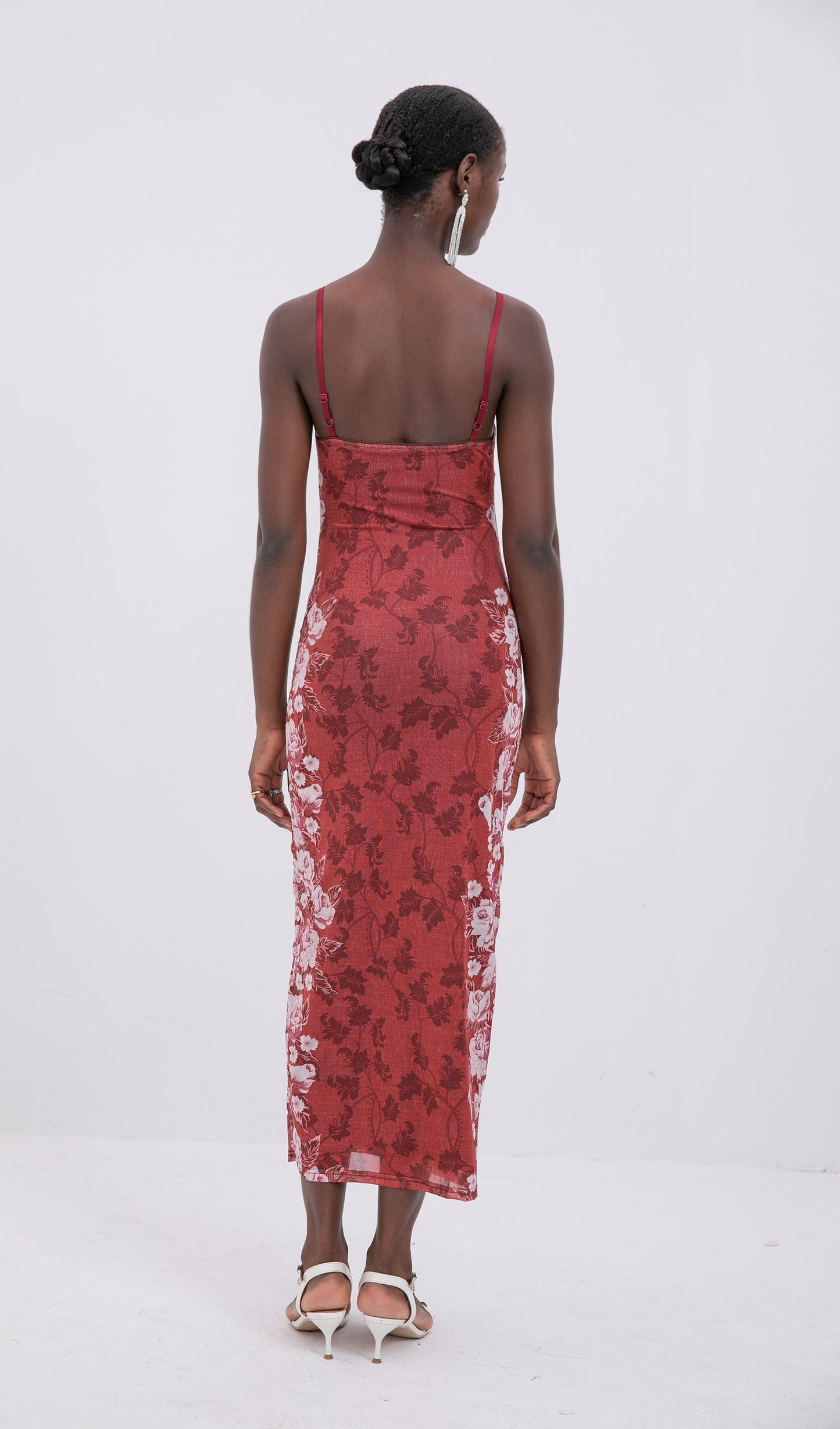 Trendy Floral Rose Stripe Maxi Dress