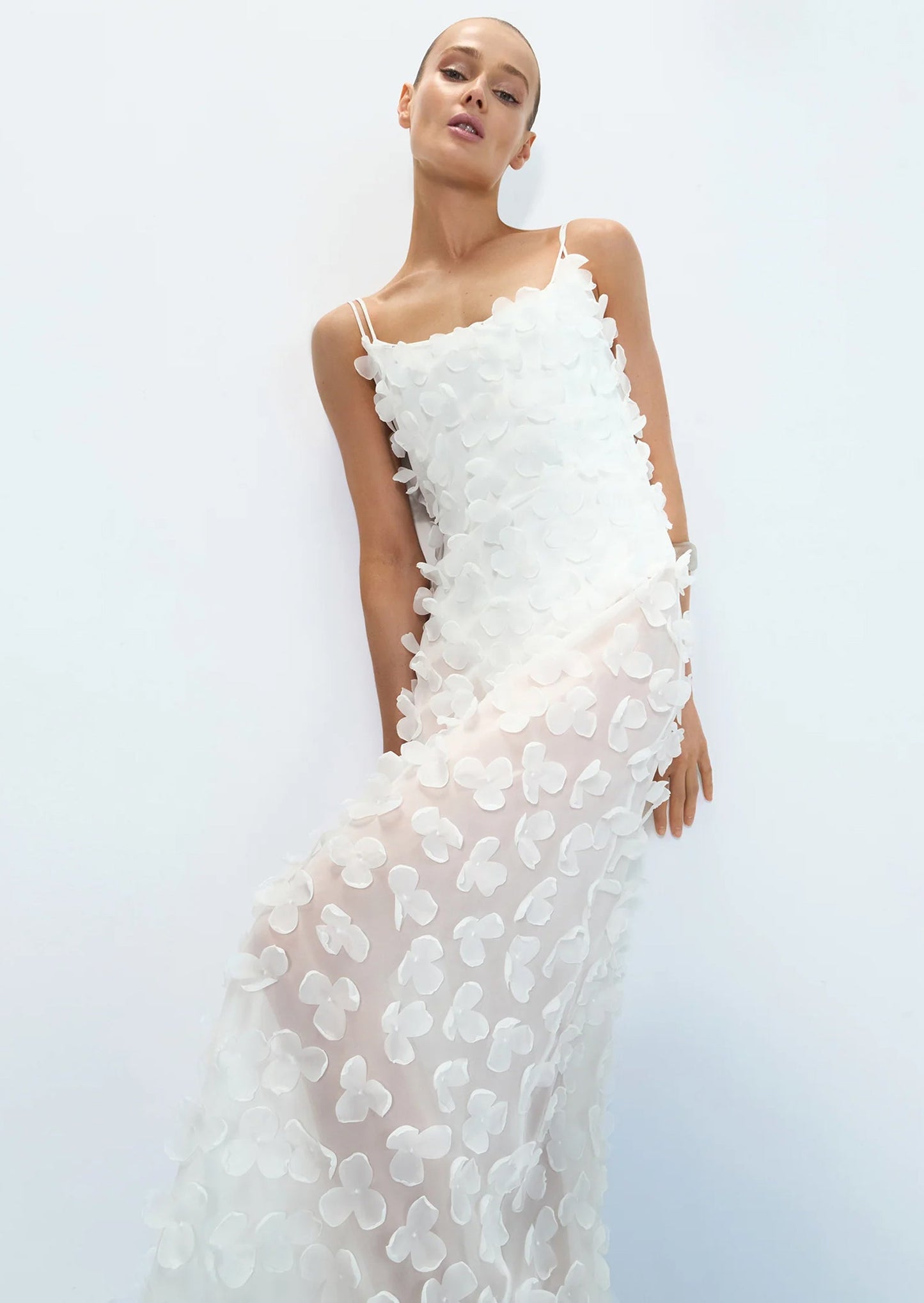 Anna Floral Chiffon Maxi Dress In White