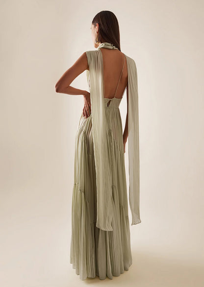 Ferrara Striped Satin Maxi Dress
