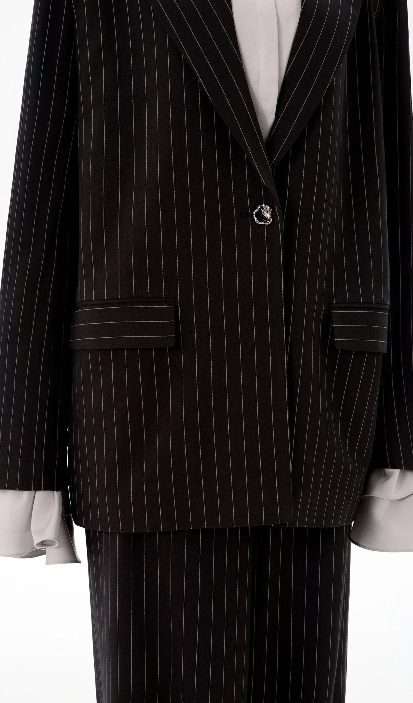 Stripe Long-Sleeved Suit Jacket & Pants Set