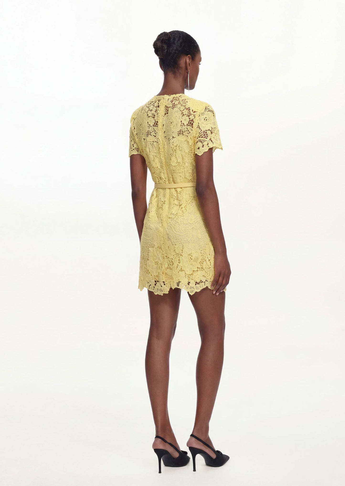 Milly Lace Mini Dress Yellow