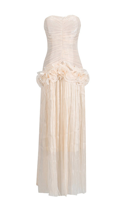 Slim Strapless Ruffle Maxi Dress