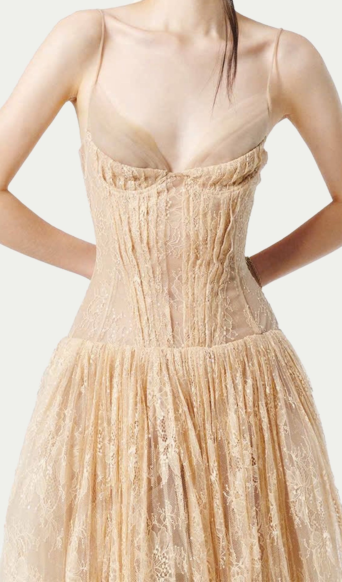 Sleeveless Layered Mesh Maxi Dress