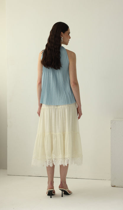 Pleated Halter Neck Sleeveless Top