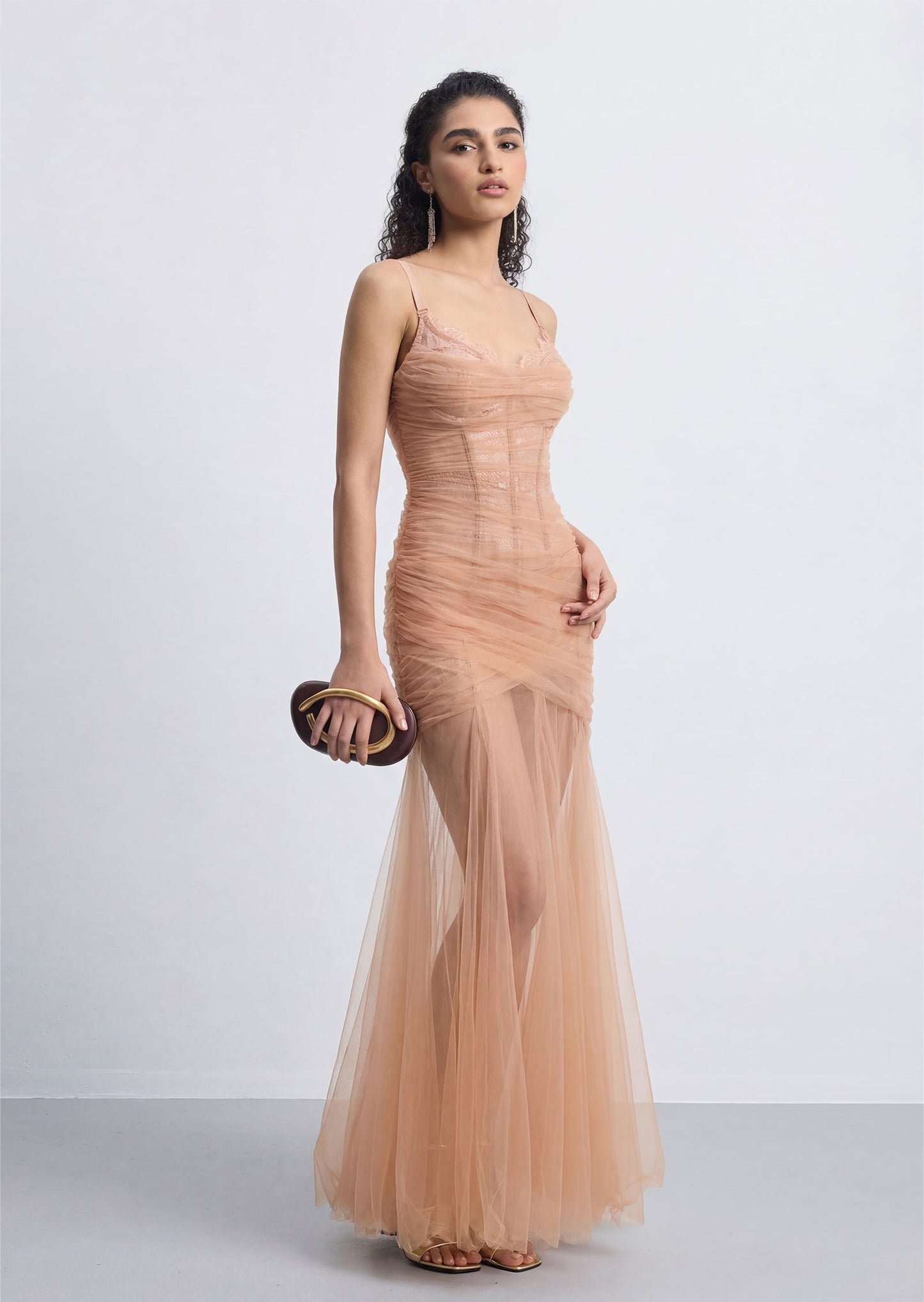 Juanita Sheer Lace Corset Maxi Dress