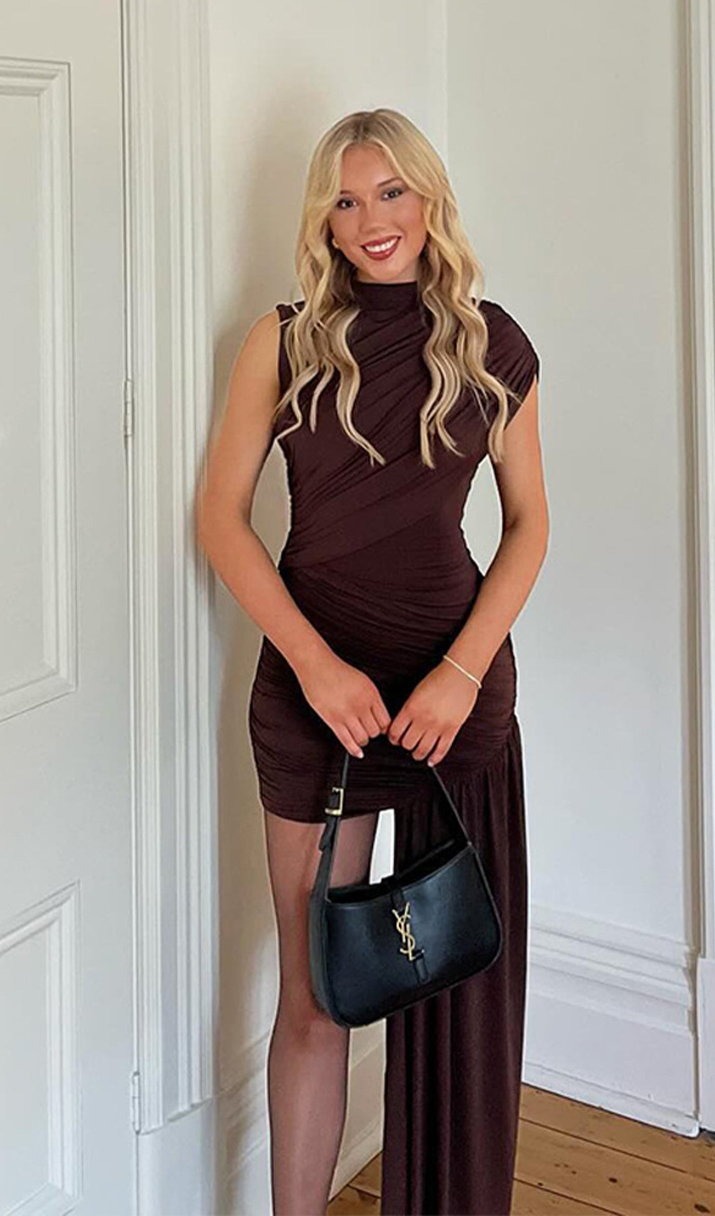 Asymmetrical Draping Mini Dress