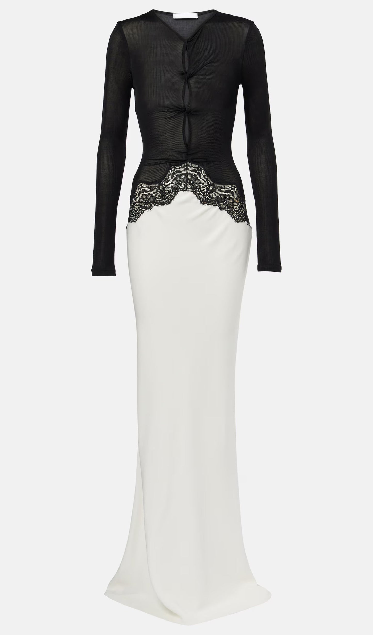 Open Twist Lace Maxi Dress In Black White