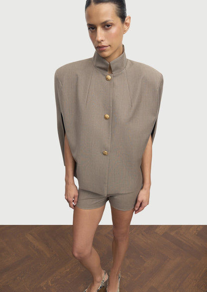 Armholes Cape Shorts Two Piece Set