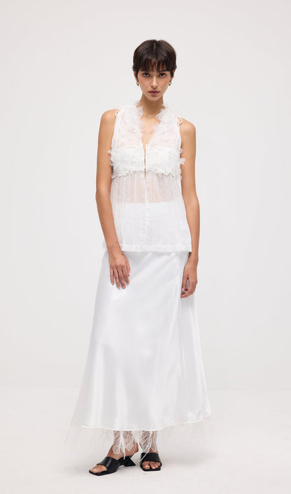 Sleeveless Pleated Embroidered Top