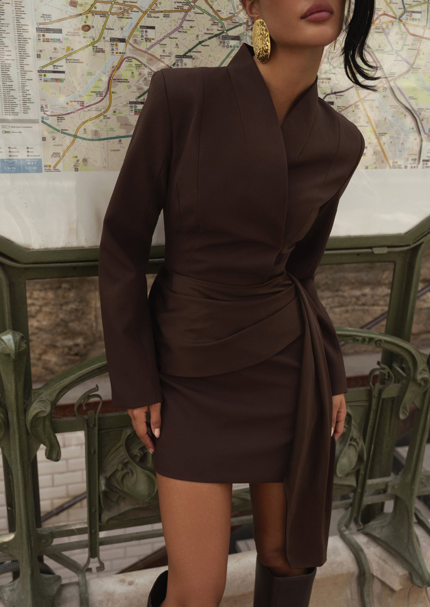Mini Wrap Dress With Draped Waist