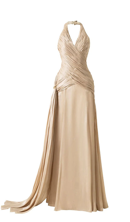 Corset Waist Silk Blend Maxi Dress