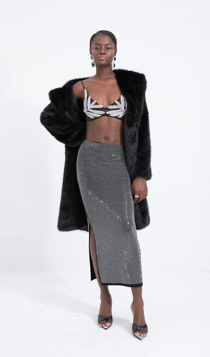 Trendy Black Maxi Length Eco-Coat