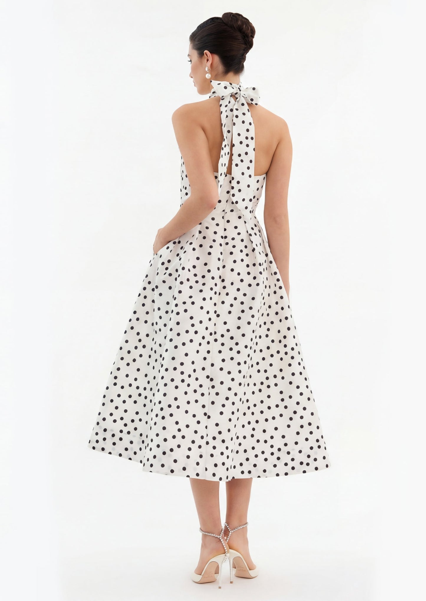Tovey Polka Dot Turtleneck Midi Dress