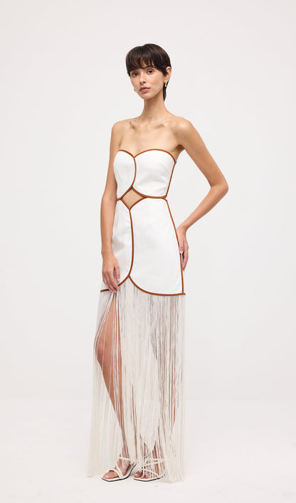 Tassel Off Shoulder Hollow Out Maxi Dress
