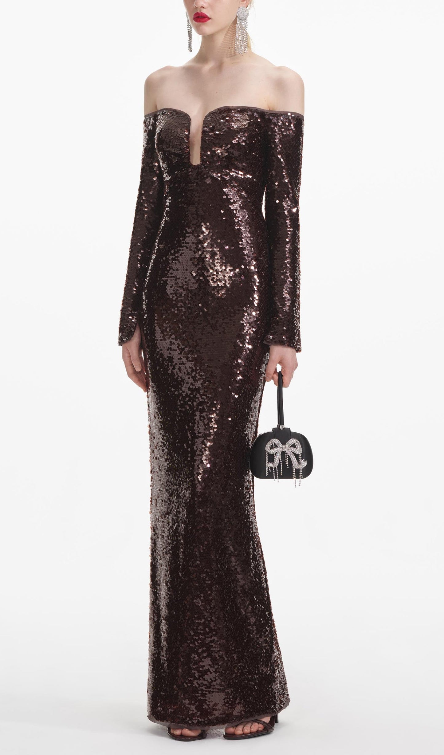 Off Shoulder Sequin Maxi Dress