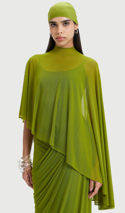 Shawl Camisole Maxi Dress With Pleats