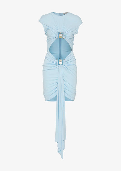 Bezel Cut Out Sleeveless Mini Dress In Blue