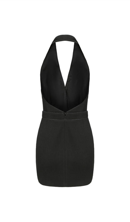Halter Suit Mini Dress In Black