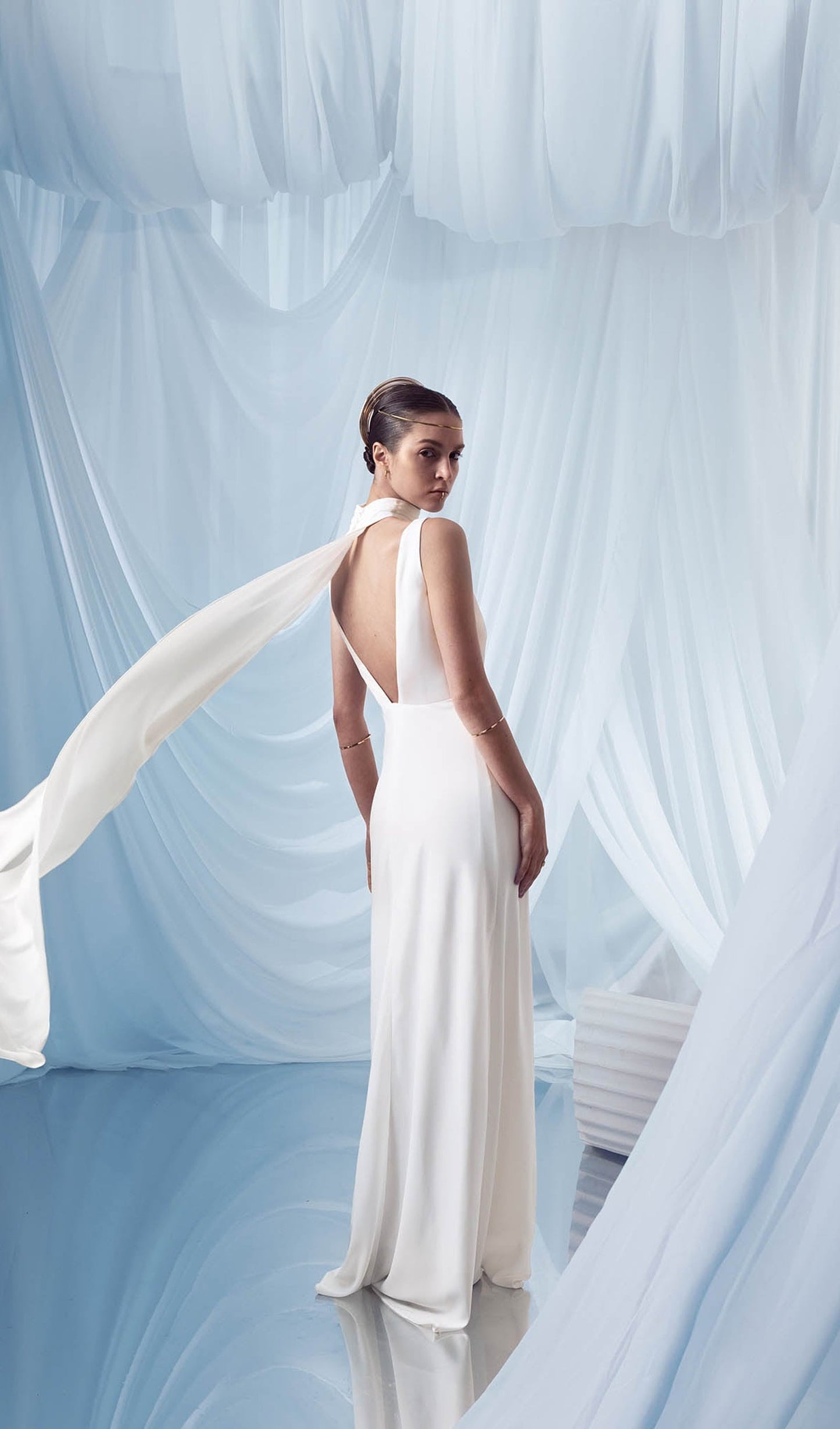 Fitted V Neck Maxi Dress
