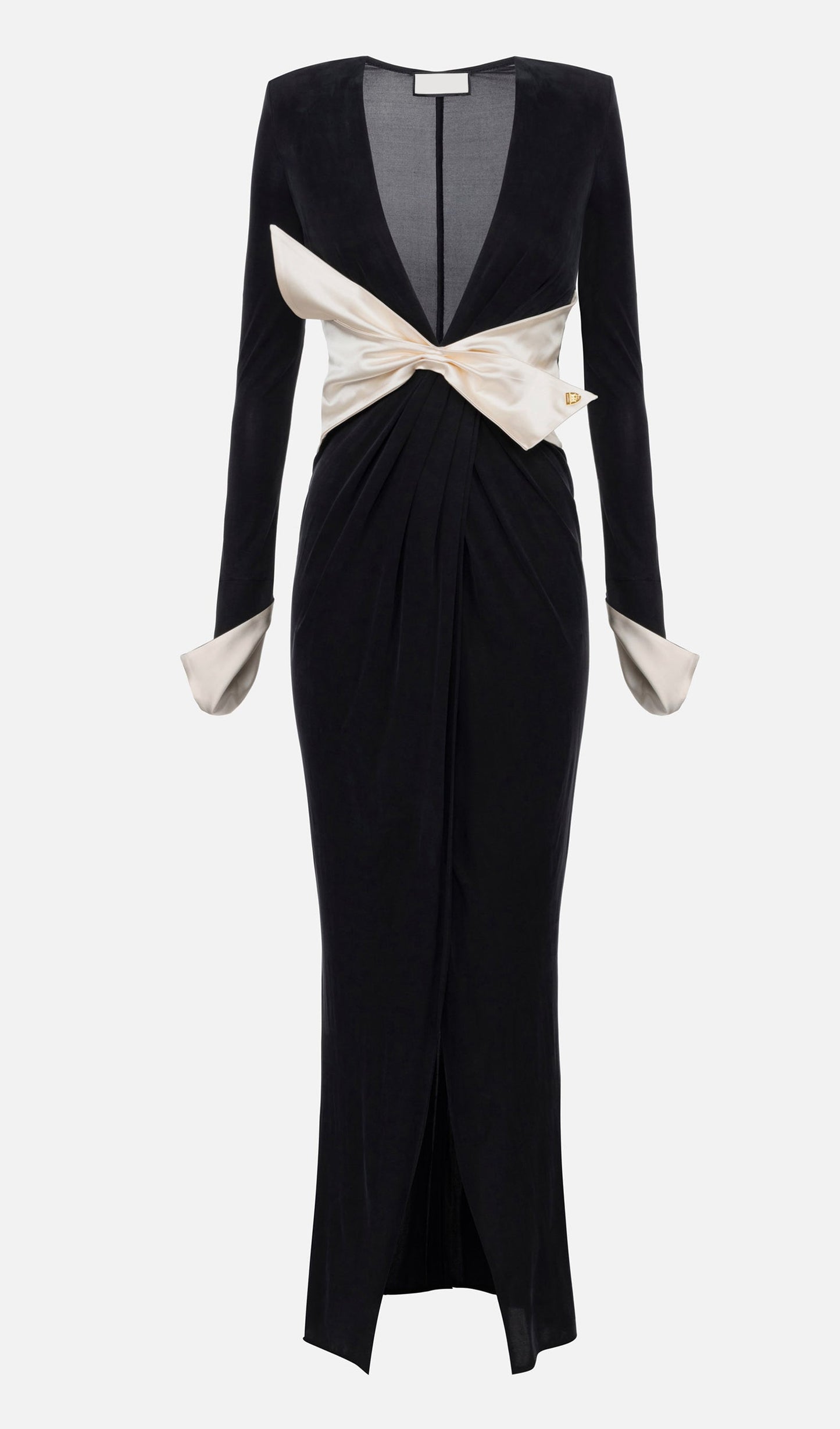 Draped Jersey Velvet Maxi Dress