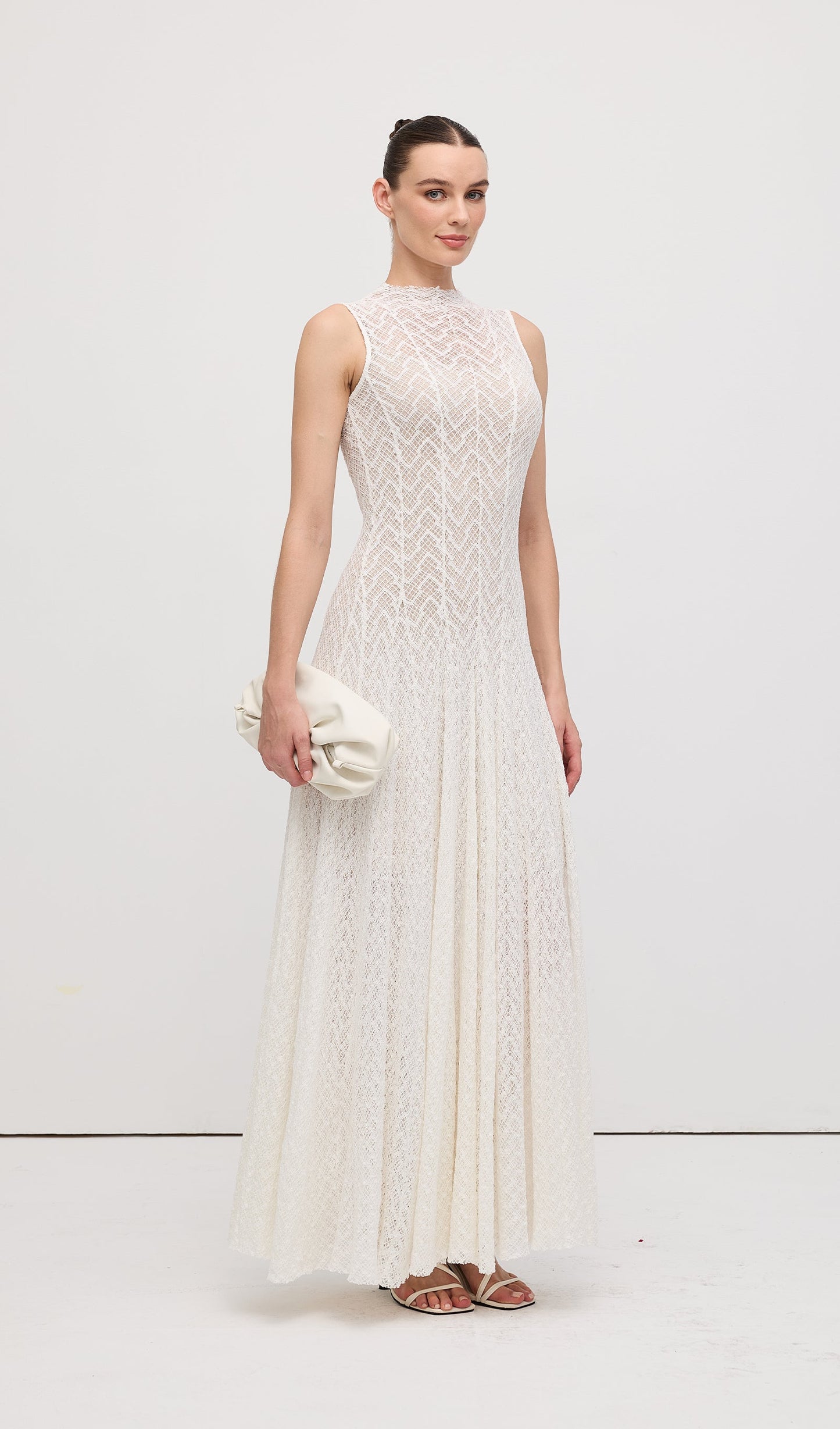 Solid Pointelle Sleeveless Maxi Dress