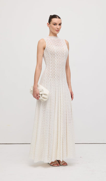 Solid Pointelle Sleeveless Maxi Dress