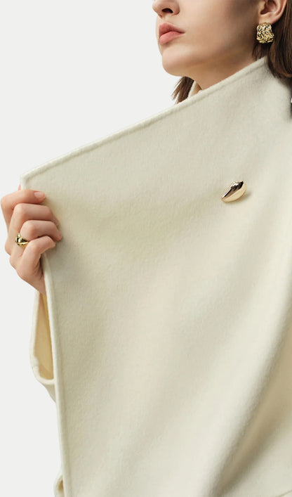 Asymmetrical Woo Cashmere Belted Coat