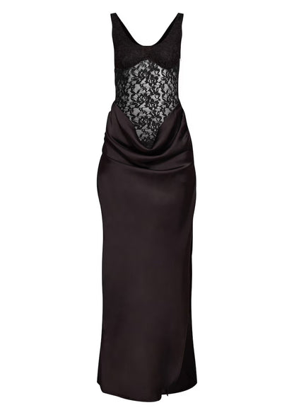 Anney Satin Split Maxi Dress