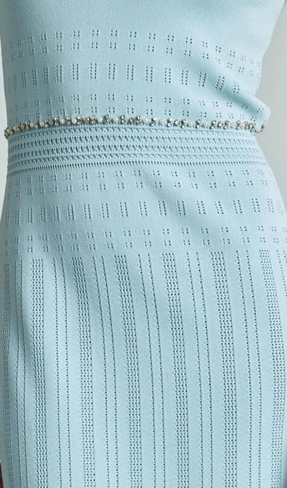 Stretch Midi Dress With Rhinestones