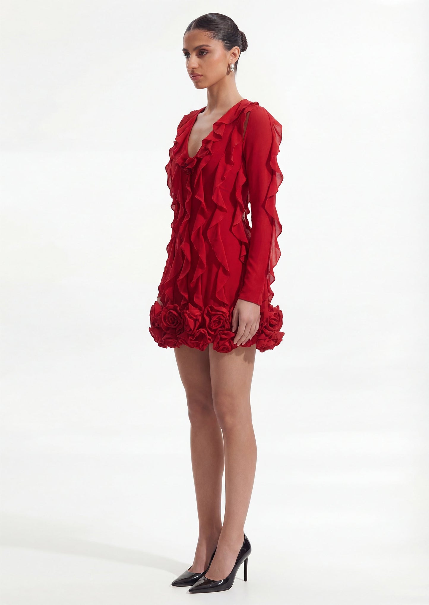 Vase-Shaped Floral Mini Dress