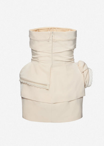 Dinan Strapless Corset Mini Dress In Ivory