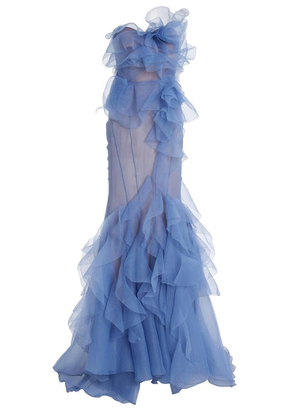 Chiffon Ruffle Off Shoulder Maxi Dress