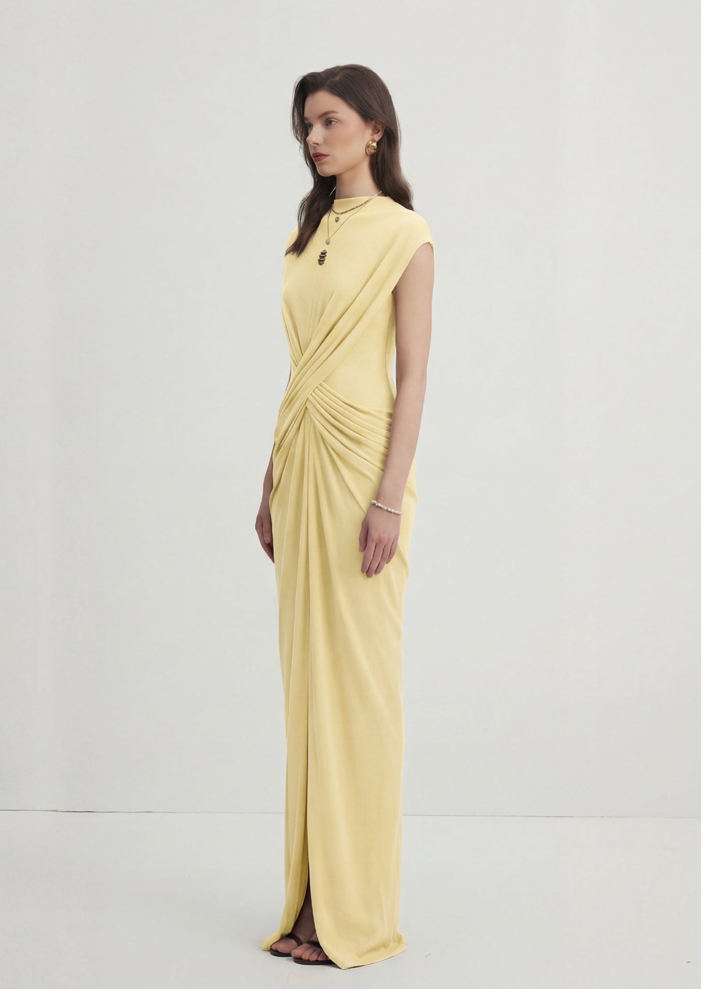 Myla Cross Over Maxi Dress In Yellow