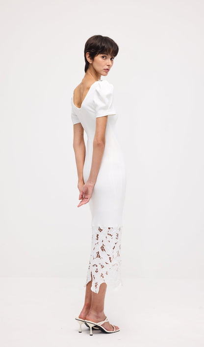 Embellished Applique Cutout Midi Dress