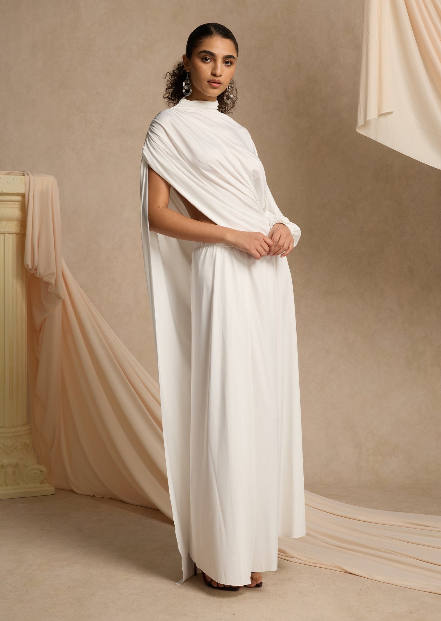 Asymmetrical Blouse & Maxi Skirt With Slit Set