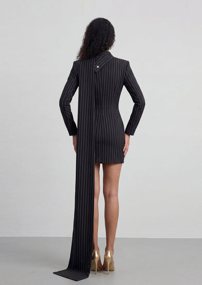 Stripe Blazer Ruffle Mini Dress