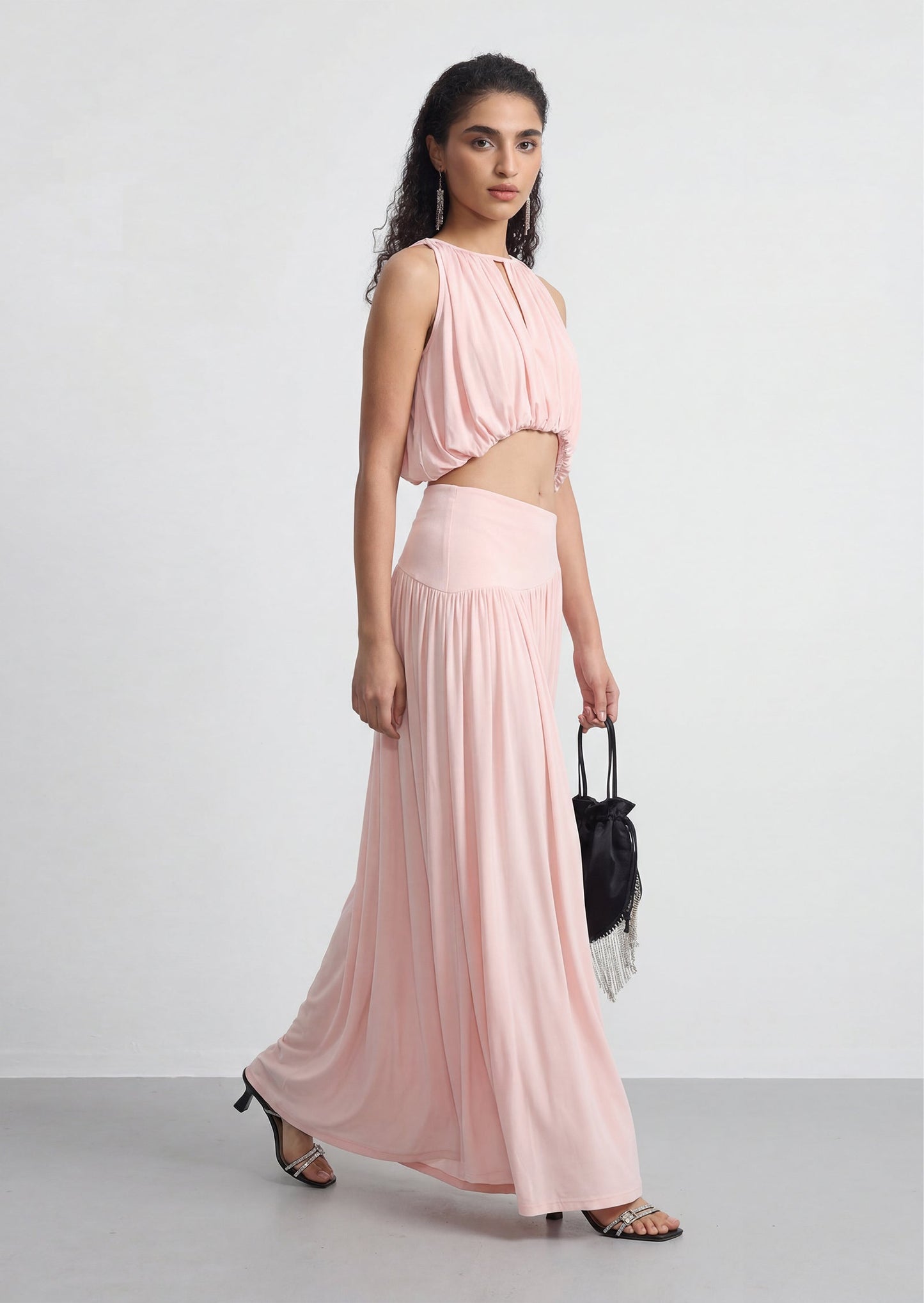 Pleated Sleeveless Top & Skirt Set